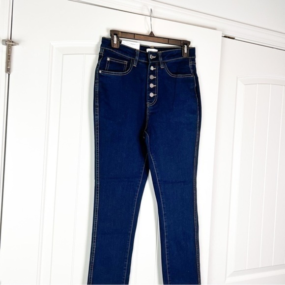 We Wore What Womens Dark Blue Button Fly Stretch Danielle Jeans womens - Picture 5 of 13
